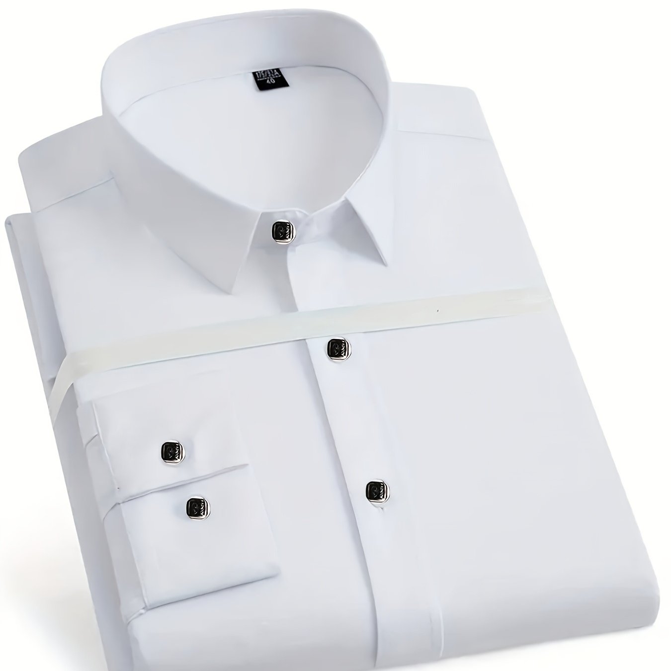 Men'S Slim-Fit Elegant Black Long-Sleeve Button- Shirt | Lightweight, Geometric Pattern, Smooth Texture, Suitable for Casual and Formal Occasions, All-Season