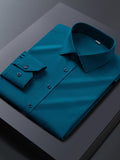 Men'S Long-Sleeve Shirt Made of Ice Fiber Fabric, Featuring Stretchable Material for Business Attire, Wrinkle-Free Suit Shirt, And Casual Short-Sleeve Workwear