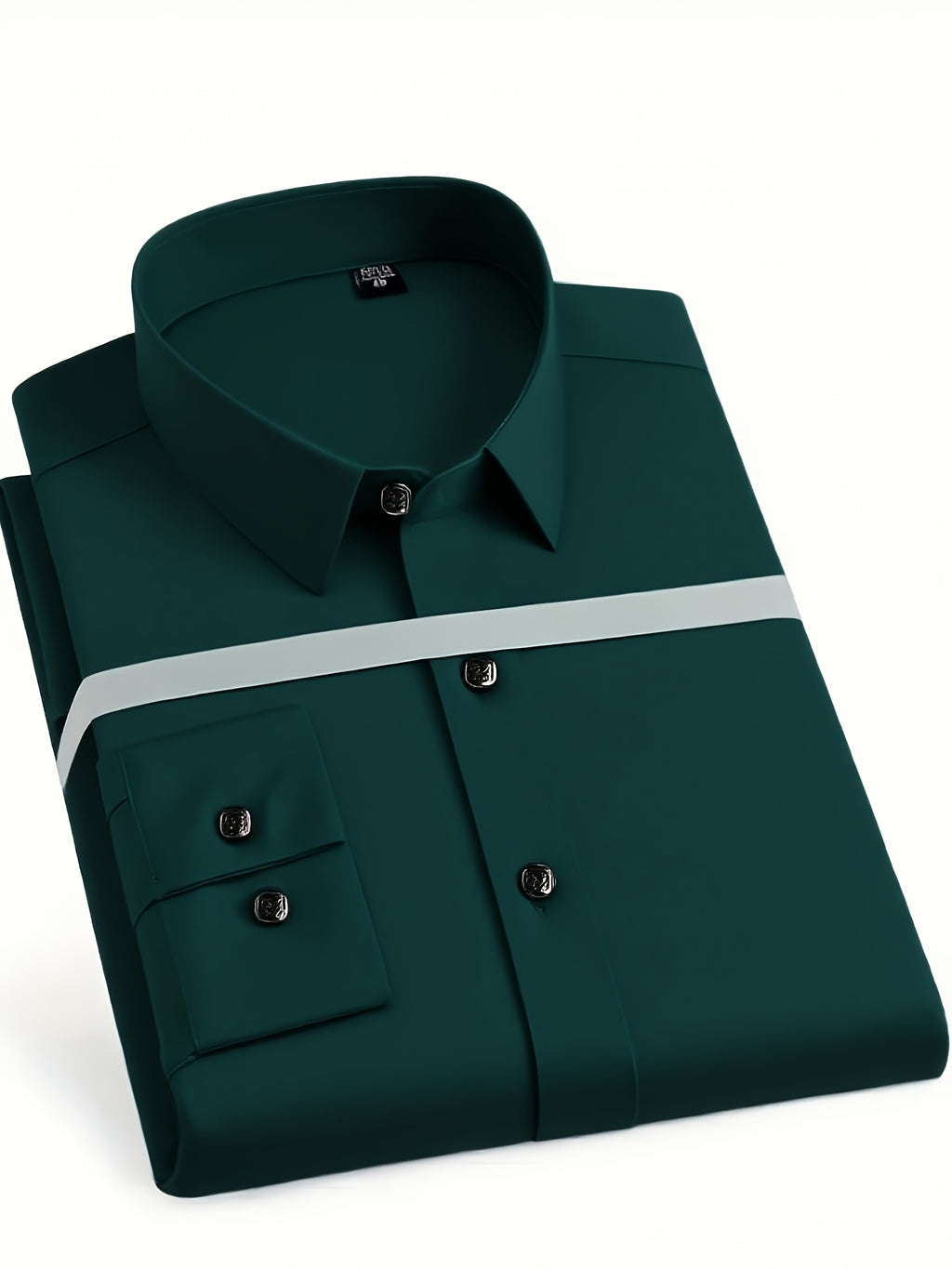 Men'S Slim-Fit Elegant Black Long-Sleeve Button- Shirt | Lightweight, Geometric Pattern, Smooth Texture, Suitable for Casual and Formal Occasions, All-Season