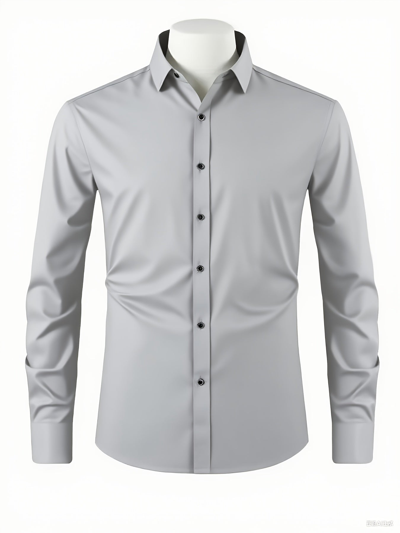 Men'S Slim-Fit Elegant Black Long-Sleeve Button- Shirt | Lightweight, Geometric Pattern, Smooth Texture, Suitable for Casual and Formal Occasions, All-Season