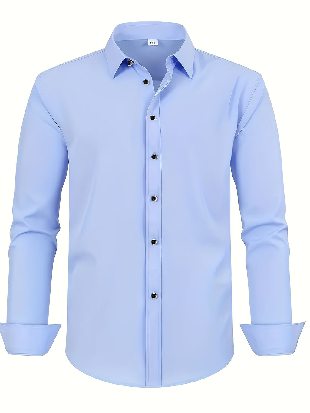 Men'S Slim-Fit Elegant Black Long-Sleeve Button- Shirt | Lightweight, Geometric Pattern, Smooth Texture, Suitable for Casual and Formal Occasions, All-Season