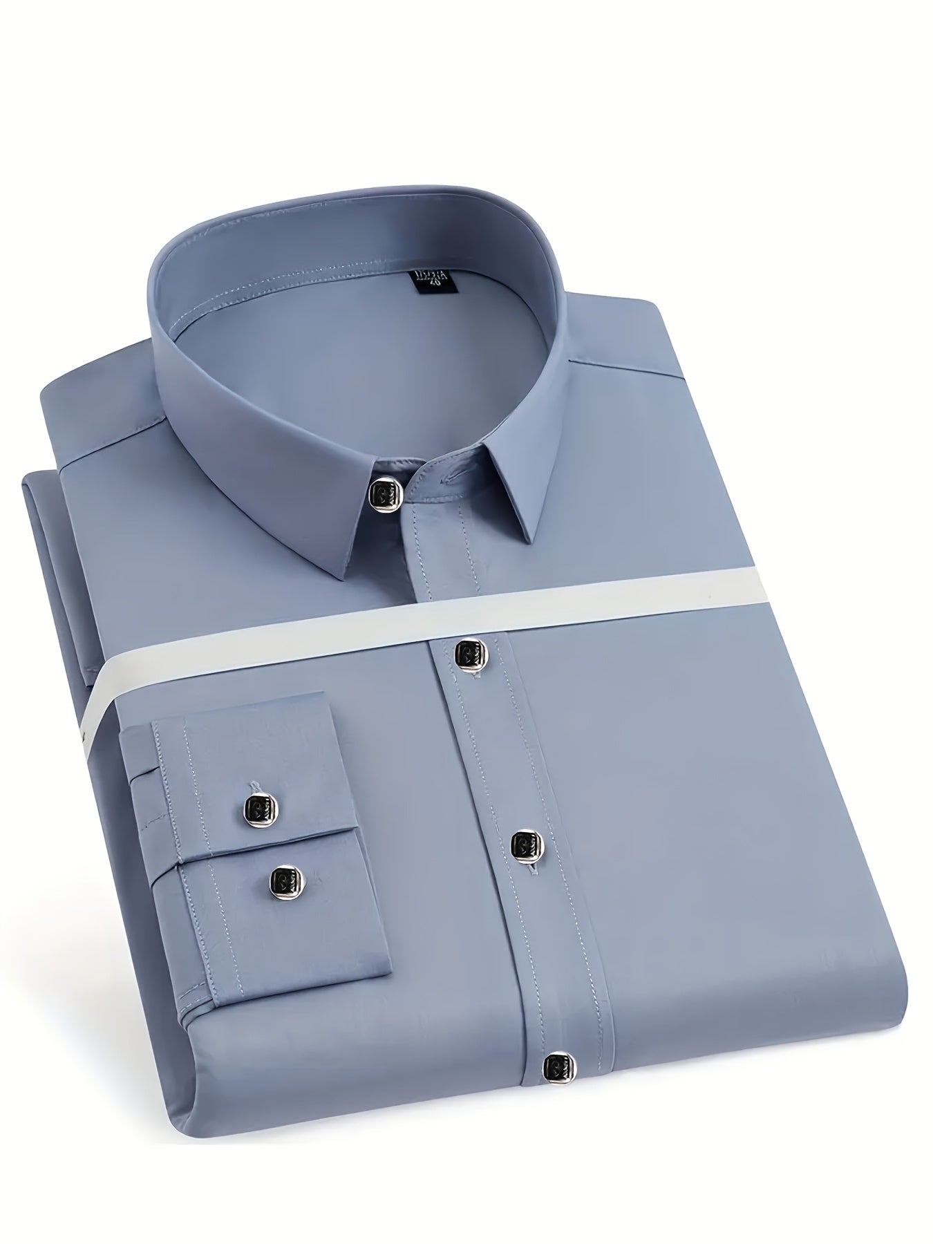 Men'S Slim-Fit Elegant Black Long-Sleeve Button- Shirt | Lightweight, Geometric Pattern, Smooth Texture, Suitable for Casual and Formal Occasions, All-Season