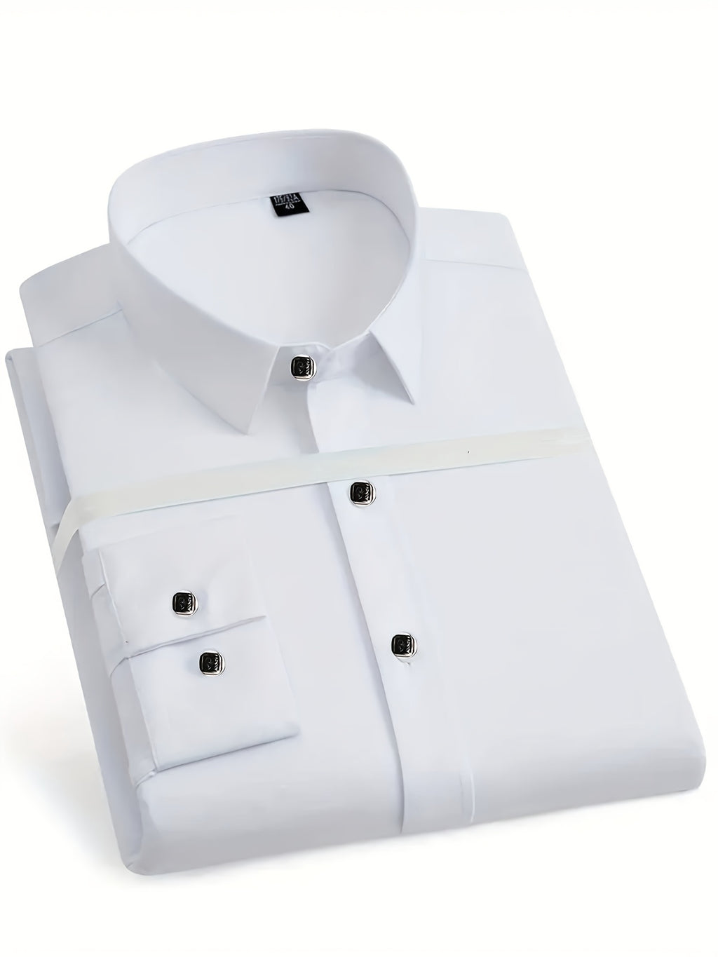 Men'S Slim-Fit Elegant Black Long-Sleeve Button- Shirt | Lightweight, Geometric Pattern, Smooth Texture, Suitable for Casual and Formal Occasions, All-Season