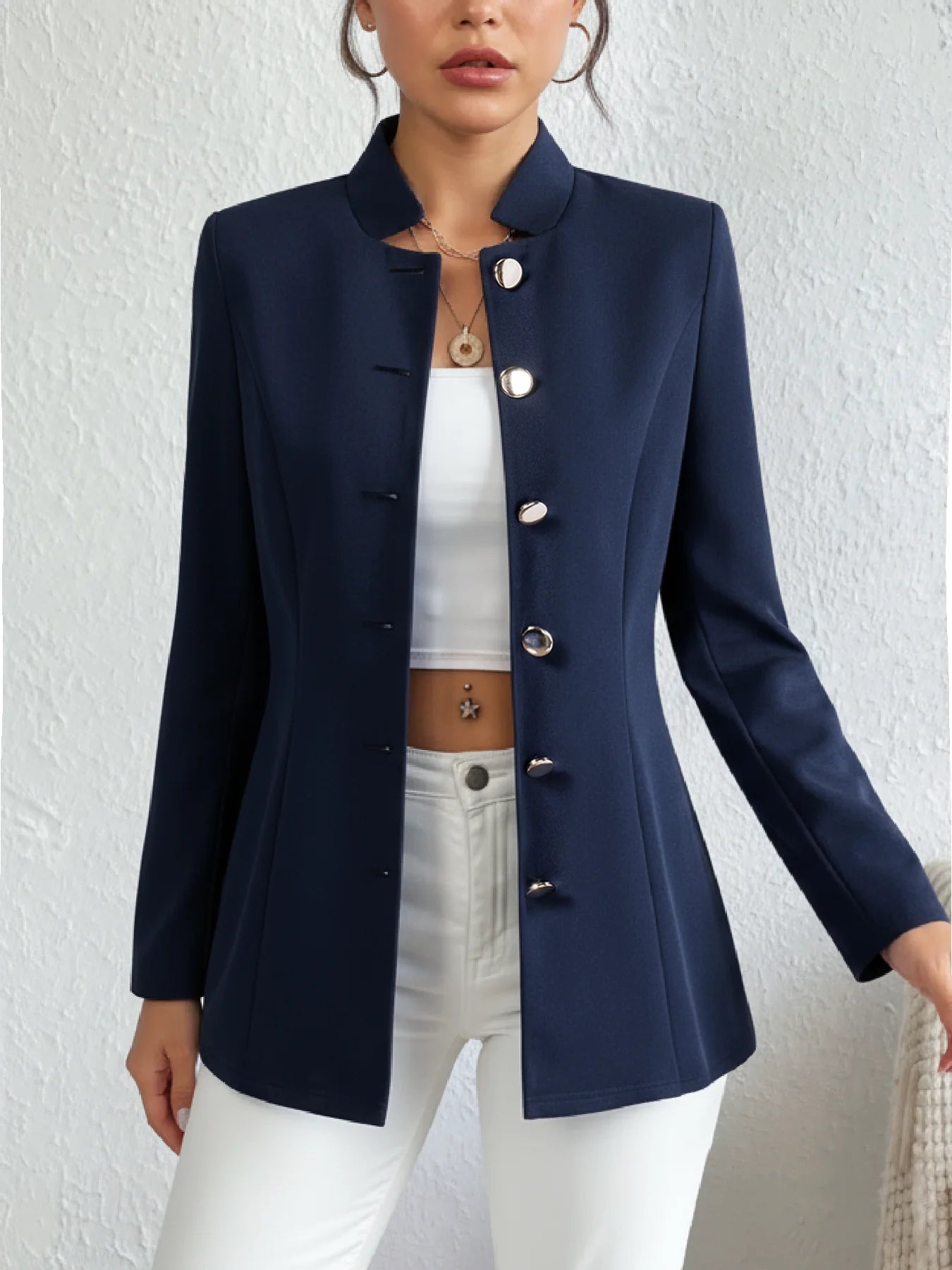 Elegant Single Breasted Womens Blazer For Autumn Winter Season Daily Commute Holiday Party Gathering Formal Casual Suit Jacket