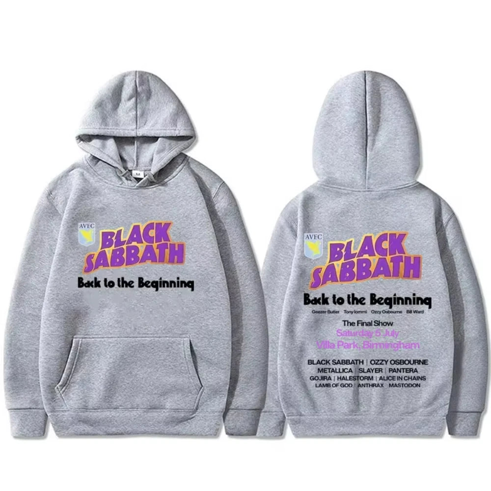 Heavy Metal Rock Band Black Sabbath Back To The Beginning Hoodie Men's Women Fashion Vintage Pullover Male Casual Fleece Hoodies