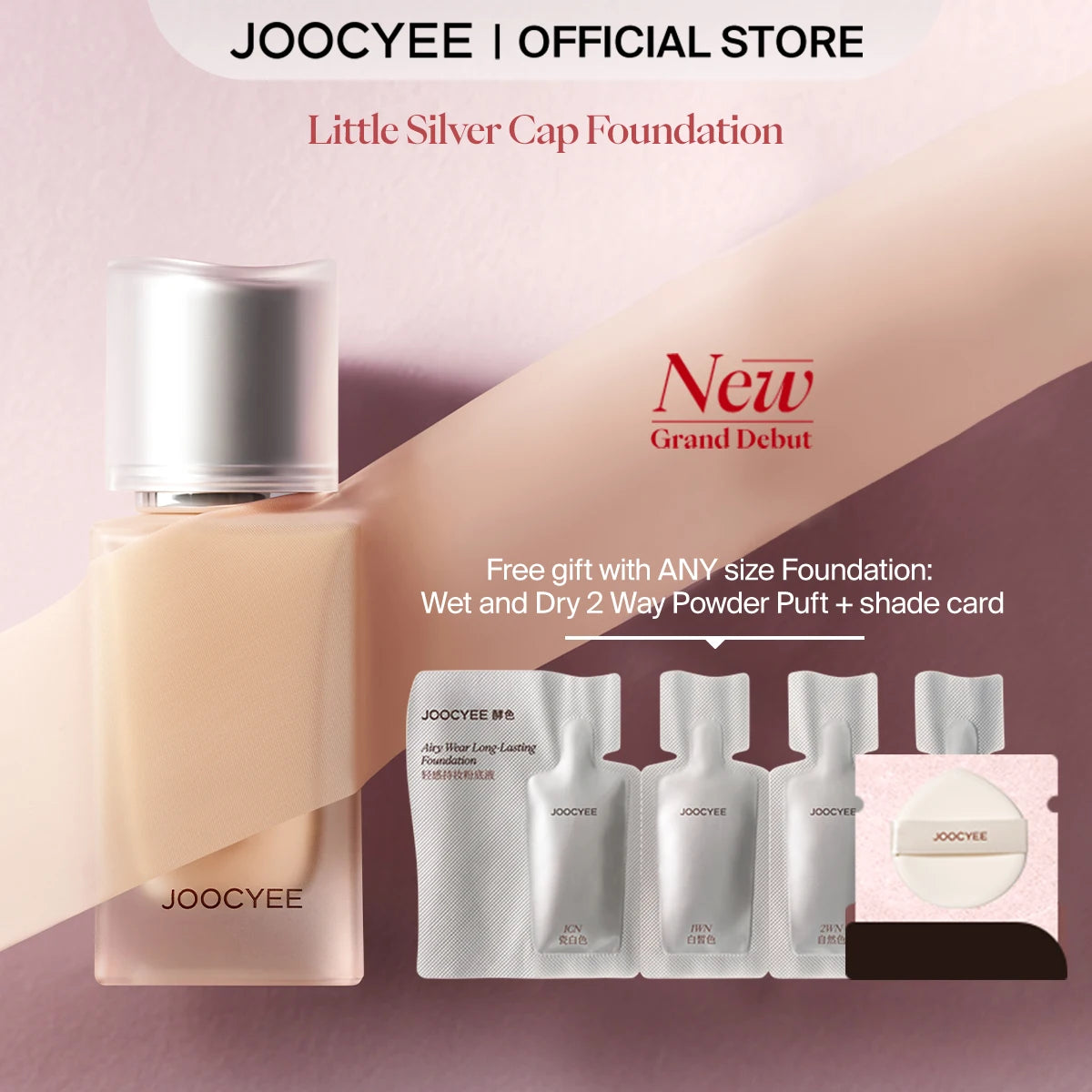 JOOCYEE "Little Silver Cap" Foundation Elastic Long-Lasting Dynamic Skin-Adaptive  Waterproof & Sweatproof