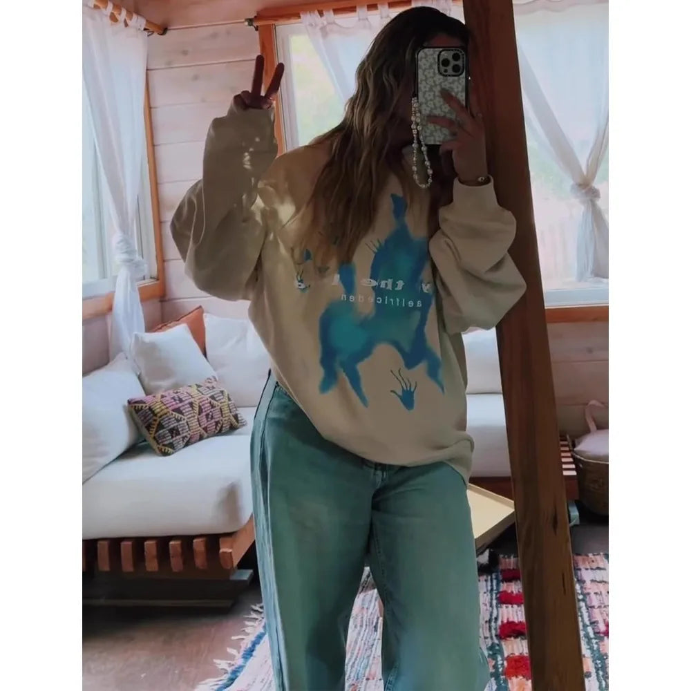 Aelfric Eden Graphic Hoodies Vintage Printed Hoodie Sweatshirt Casual Oversized Long Sleeve Streetwear Hooded Pullover Y2K