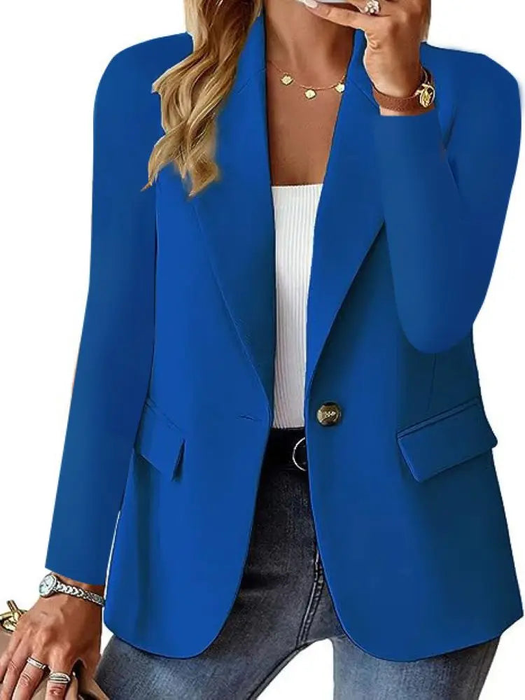 Women's Oversized Blazer Jacket Business Suit Coat Lapel Long Sleeve Solid Button Casual Elegant Coat Trendy Loose Outwear