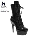 8"Heel 4"Platform Extreme Pole Dance Shoes 15 17 20CM Lace-Up Ankle Boots For Women In Stock Black Mate Fast Shipping Size 35-44