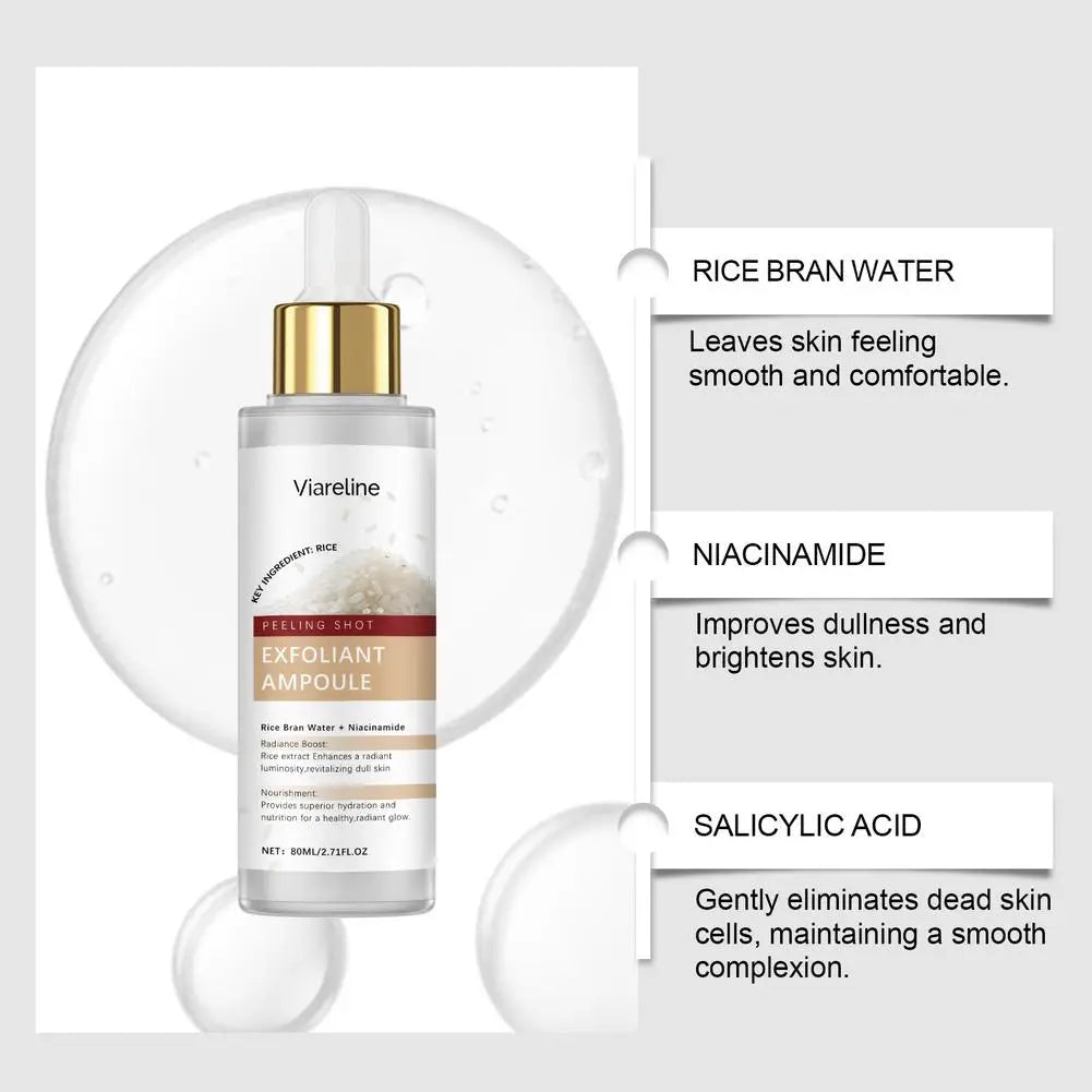 VIARELINE White Black Rice Exfoliating Serum Remove Blackheads Cleansing Pores Oil-control Nourish Improve Skin Barrier 80ml