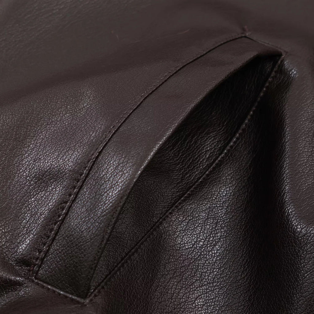 2025 Winter New Women's Casual Fashion Simple Loose Comfortable Stand Collar Long Sleeve Faux Leather Jacket