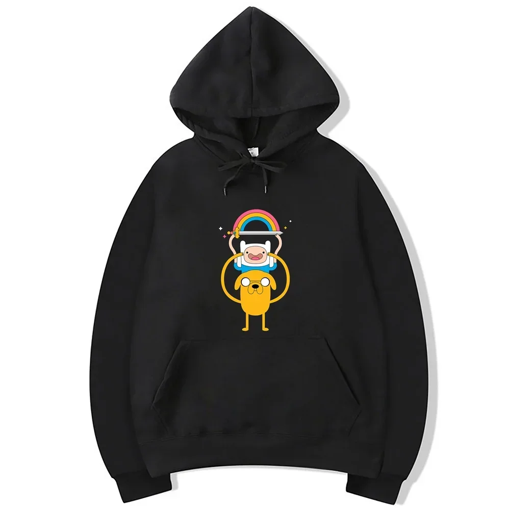 Adventure Time Animation TV Series Jake Cartoon Pattern Pullover for Men and Women Harajuku Fashion Street Clo HipHop Harajuku