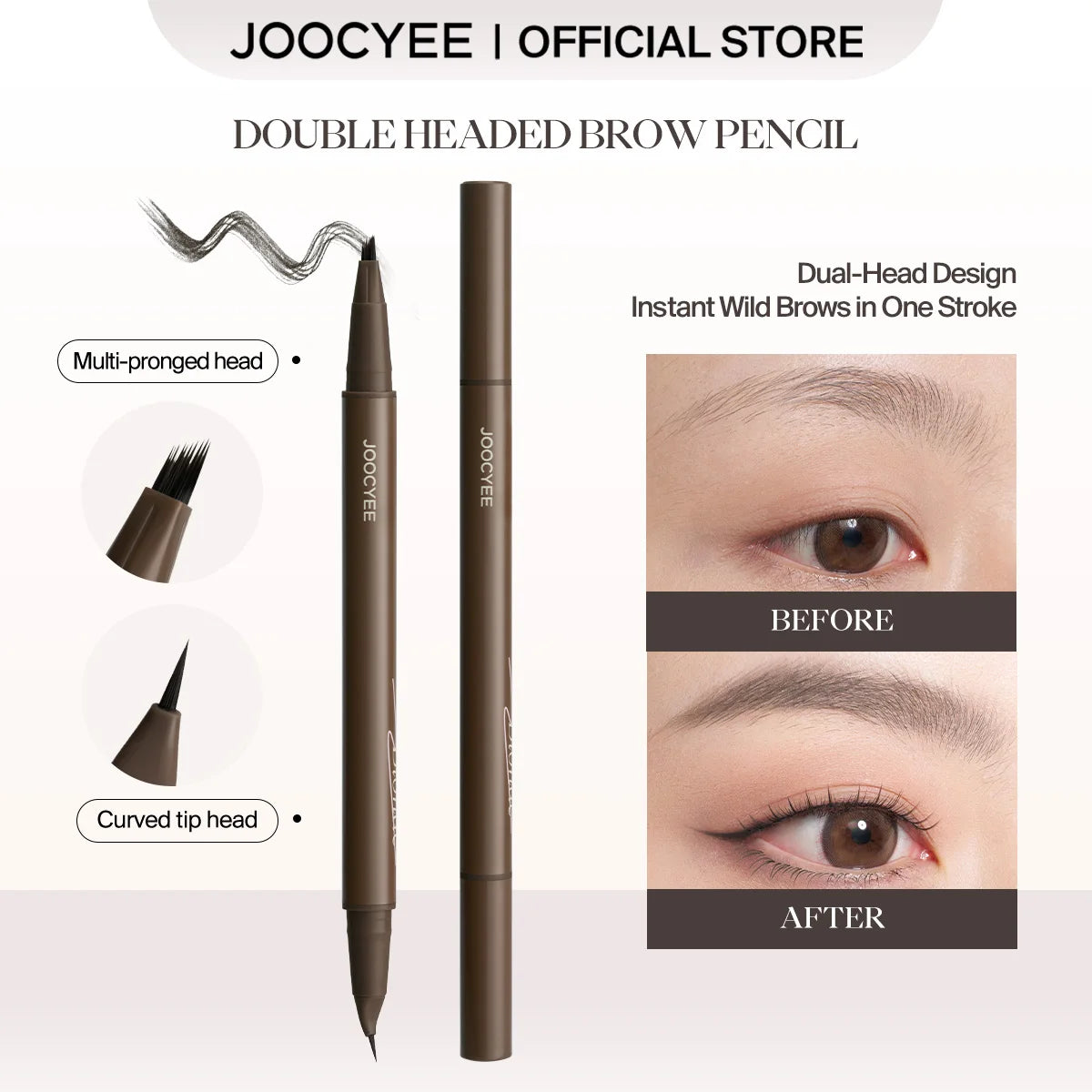 JOOCYEE Double Headed Brow Pencil  Dual-Head Design Wild Natural Eyebrows Smooth Long-Lasting