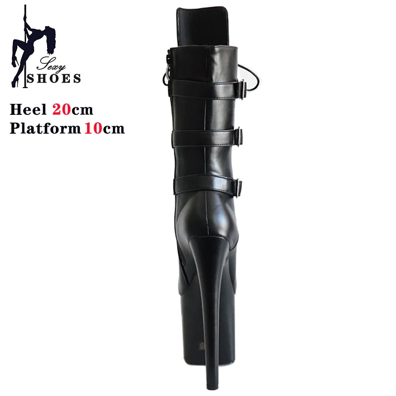 ANKLE Boots Autumn Winter Platform Boots For Women Sexy Round Toe Belt Buck Pole Dance High Heels Pumps Fashion Lace-Up Shoes