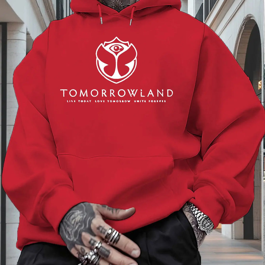 Men'S Hoodie with "TOMORROWLAND" Graphic - Casual Pullover Sweatshirt Long Sleeve Regular Fit Fall/Winter Casual Wear Hoodie