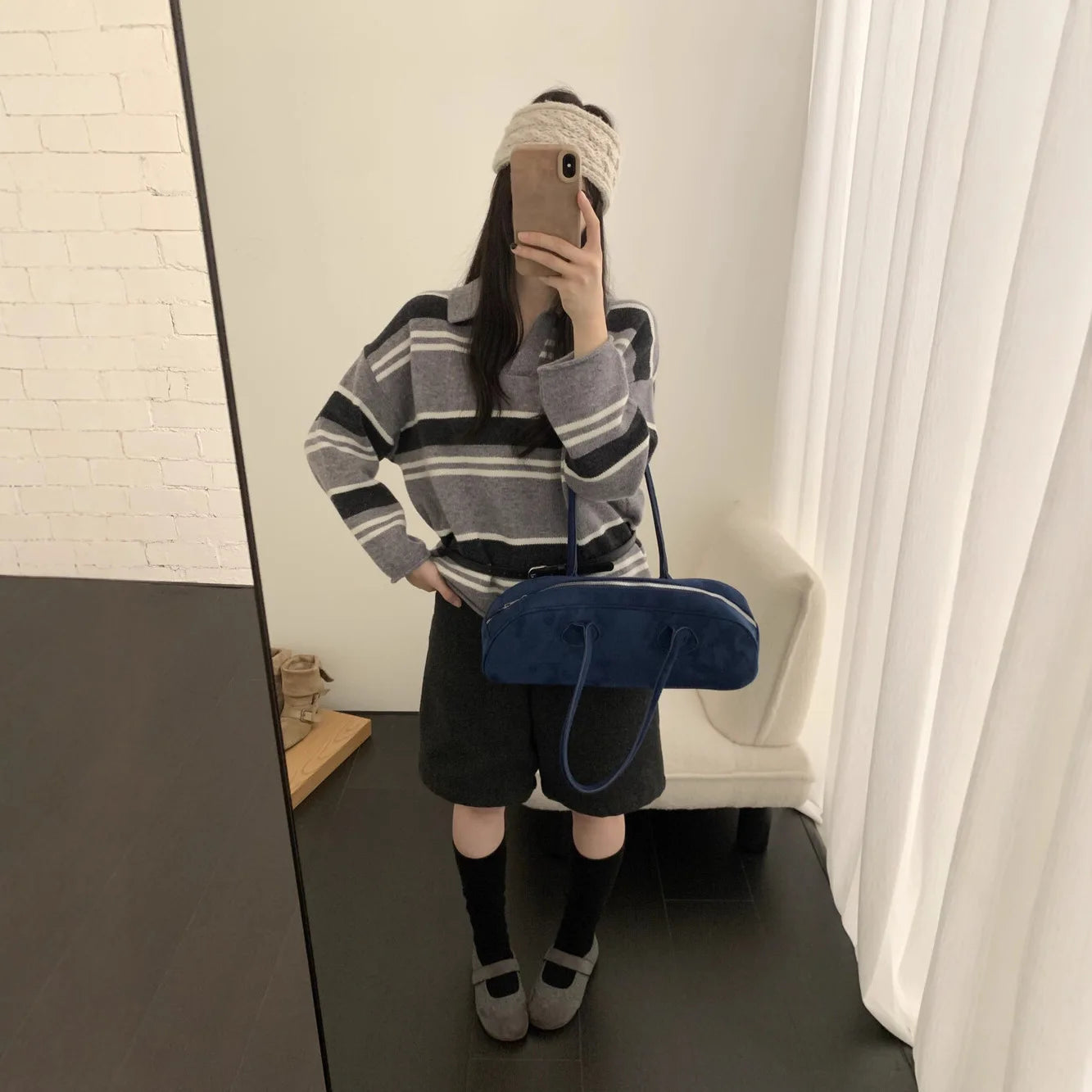 High-Quality Cashmere Knitted Sweater Comfortable Soft Woolen Striped Collared Korean Style Long Sleeve Mid-Thick Adult Women...