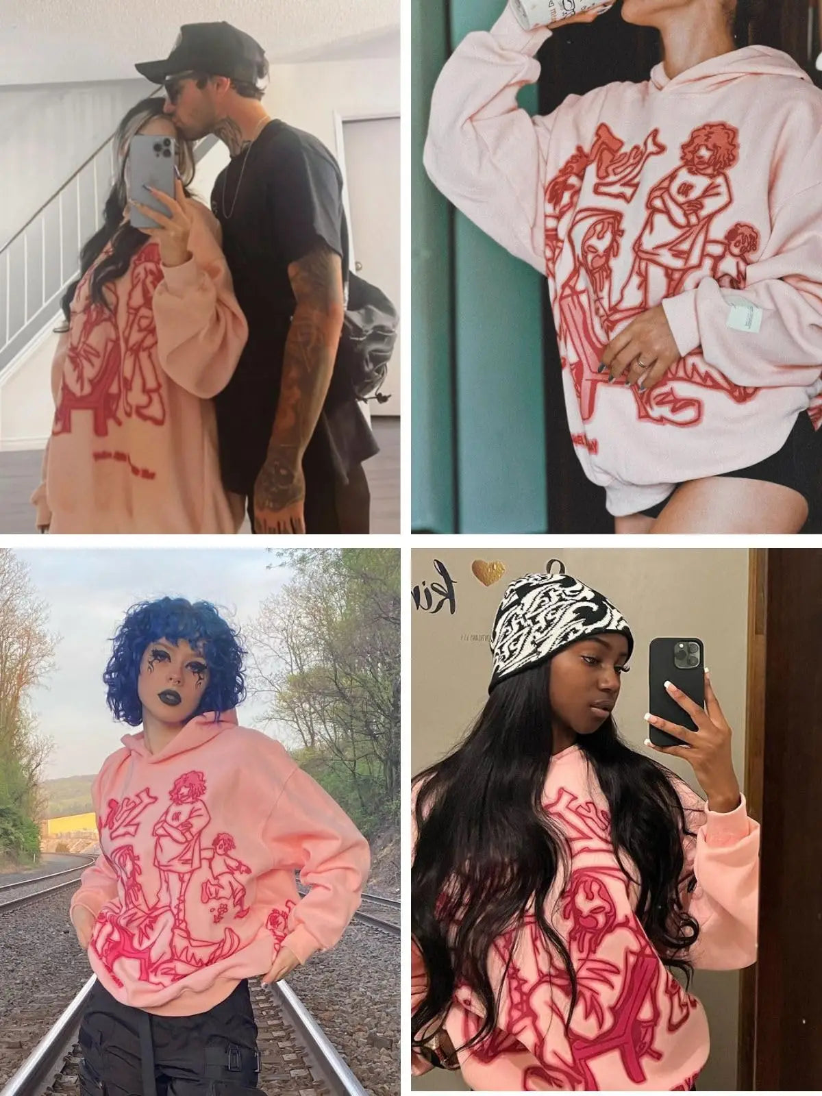 Aelfric Eden Mens Graphic Oversized Hoodie Cartoon Character Print Streetwear Casual hoodies y2k Hooded Sweatshirt