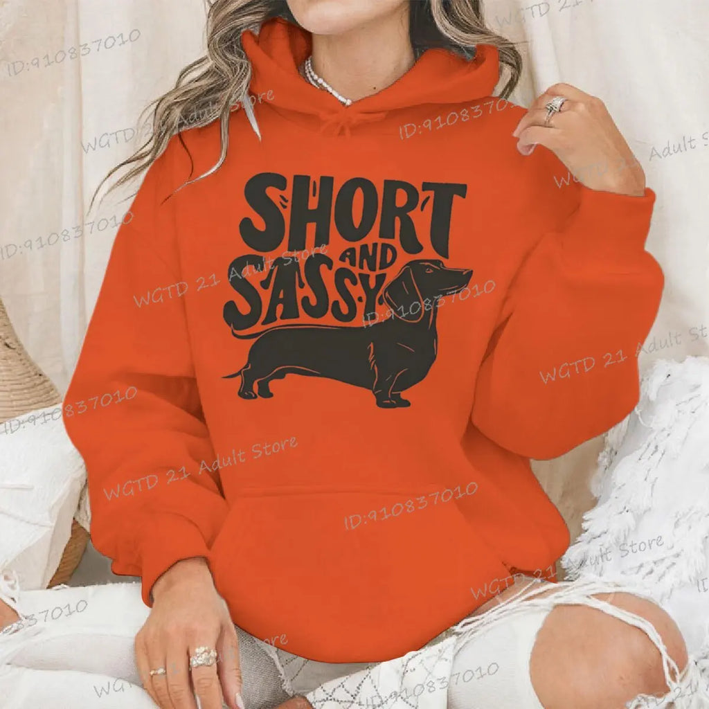 Dachshund Short and Sassy Print Women Hoody Harajuku Dog Mama Fashion Long Sleeve Hooded Spring Animal Dachshund Lover Hoodies