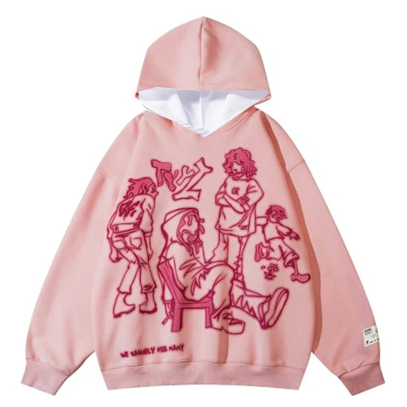 Autumn and winter new American retro print black hoodie fashion sweatshirt pullover youth adult trendy street hooded sweatshirt