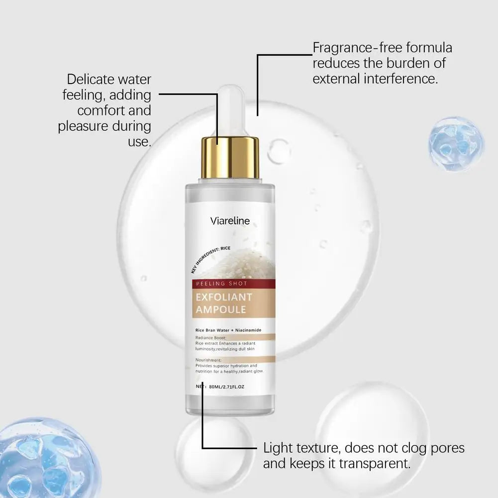 VIARELINE White Black Rice Exfoliating Serum Remove Blackheads Cleansing Pores Oil-control Nourish Improve Skin Barrier 80ml