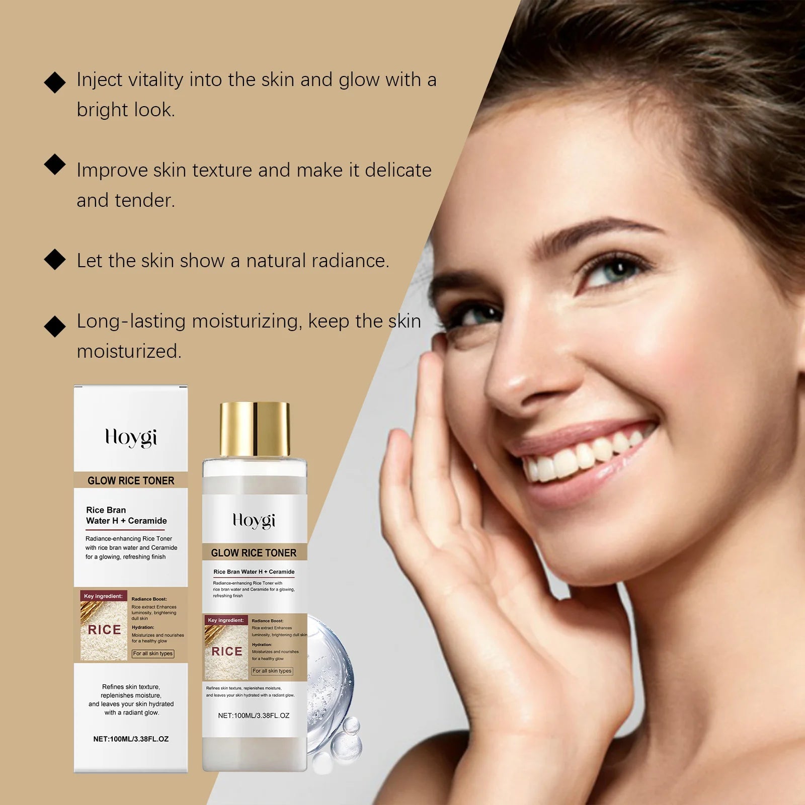 Brightening Rice Toner: Hydrating & Nourishing Toner for Oil-Control & Moisture Balance, Enhances Radiance & Revitalizes Skin