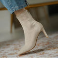2024 Women Ankle Boots Fashion Pointed Toe Ladies Elegant Short Boots Thin High Heel Autumn Winter Women's Boots D89
