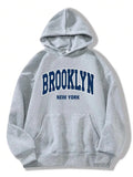 City - Inspired Pure Cotton Hoodie Featuring Brooklyn Text - A Stylish Pick for Streetwear Loving Big City Vibes New York Motif