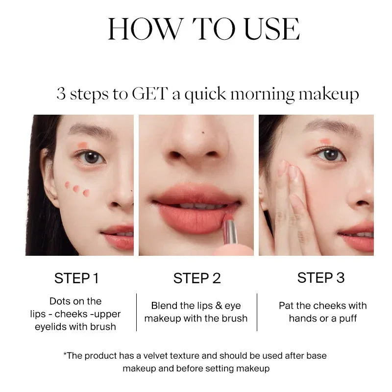 JOOCYEE Multi-Use Makeup Cream Blush Stick, 3-in-1 Buildable Blush Stick for Cheeks, Eyes, and Lips, Hydrating formula, All day