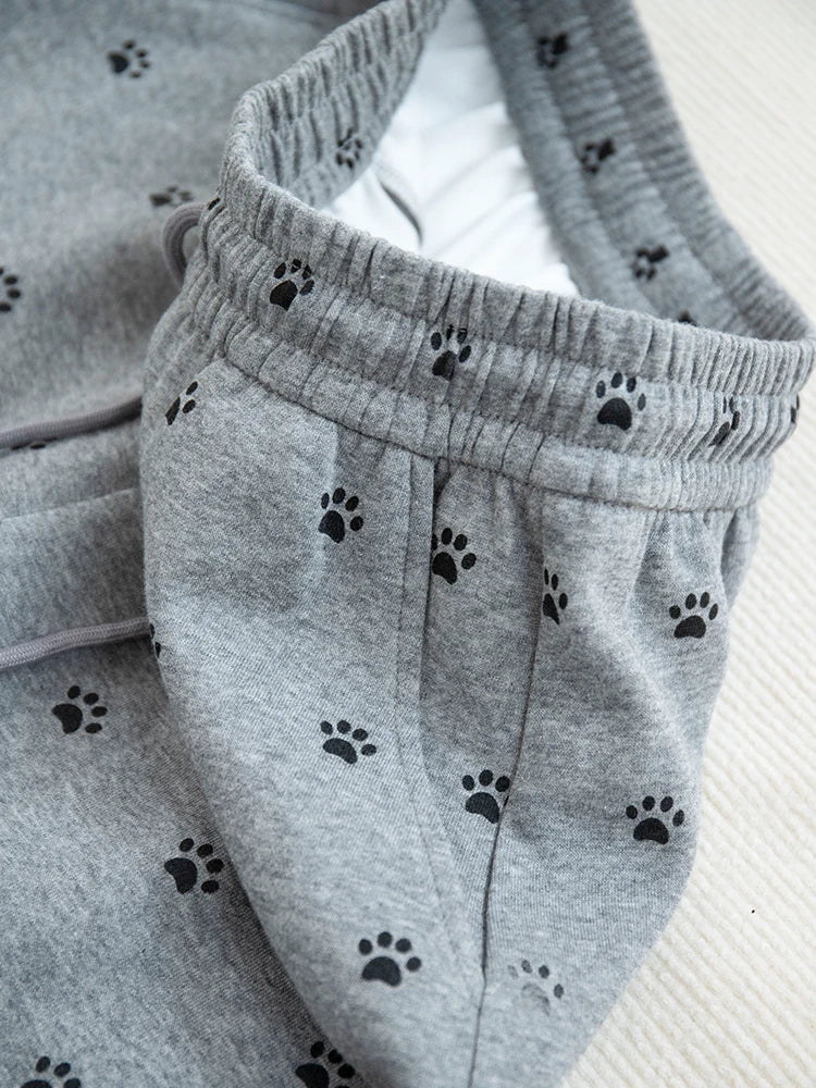 Autumn Winter Casual Sports Sweatpants - Women's High Waisted Wide Leg Drawstring Loose Straight Leg Pants