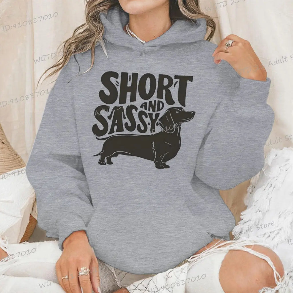 Dachshund Short and Sassy Print Women Hoody Harajuku Dog Mama Fashion Long Sleeve Hooded Spring Animal Dachshund Lover Hoodies