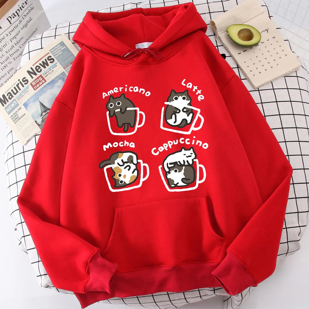 Five Little Cats Playing In The Cup Hoodies Male Street Harajuku Sweatshirt Holiday Daily Hoody Fashion Popular Clothing
