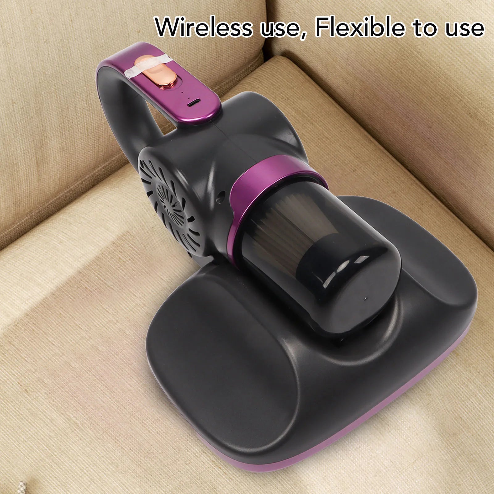 Cordless Mattress Vacuum Cleaner with UV Lighting 11Kpa Suction Powerful Tapping USB Bed Vacuum Cleaner