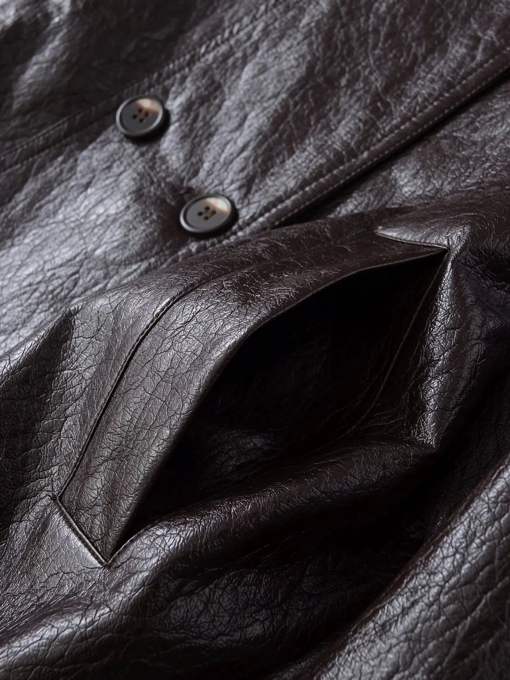 2025 Winter New Women's Casual Fashionable Simple Stand Collar Long Sleeve Leather Button Double-Breasted Loose Short Jacket