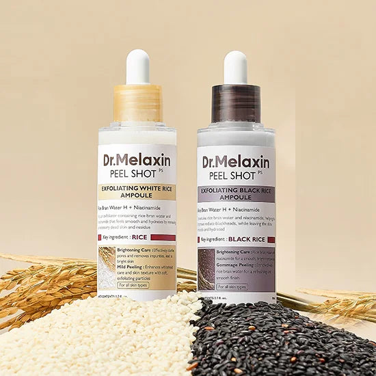 Dr. Melaxin Korean Rice Exfoliating Serum - Gentle Exfoliation, Blackhead Removal, Hydrating, Pore Shrinking Skincare