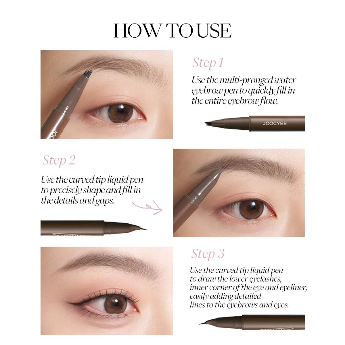 JOOCYEE Double Headed Brow Pencil  Dual-Head Design Wild Natural Eyebrows Smooth Long-Lasting