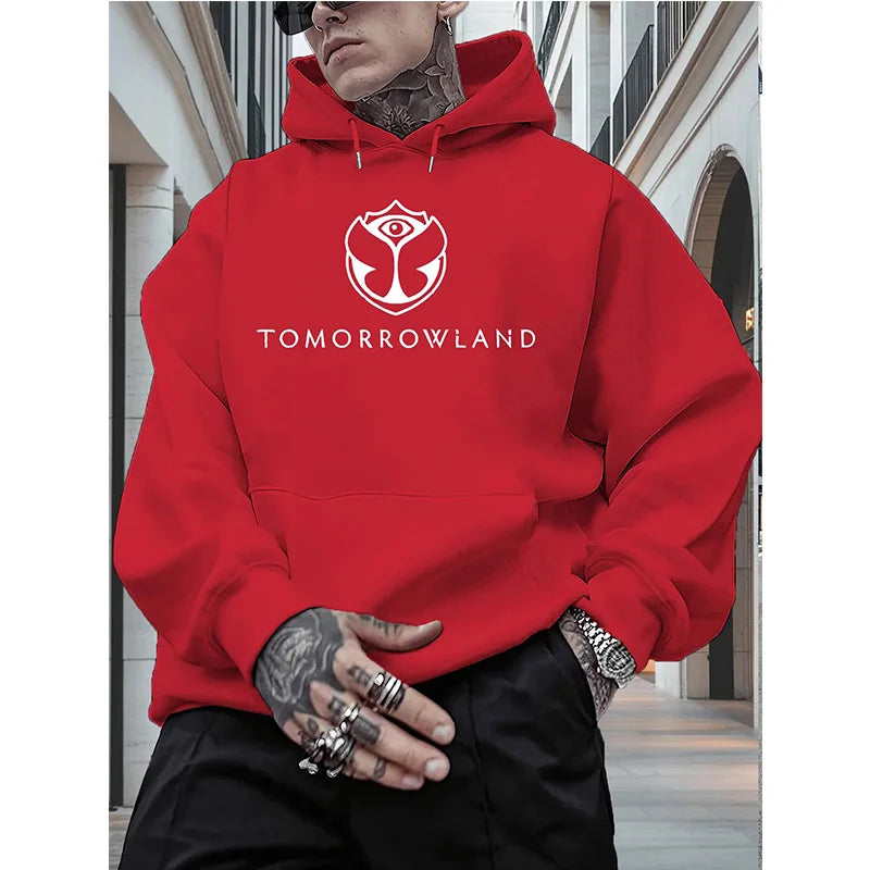 Men'S Hoodie with "TOMORROWLAND" Graphic - Casual Pullover Sweatshirt Long Sleeve Regular Fit Fall/Winter Casual Wear Hoodie