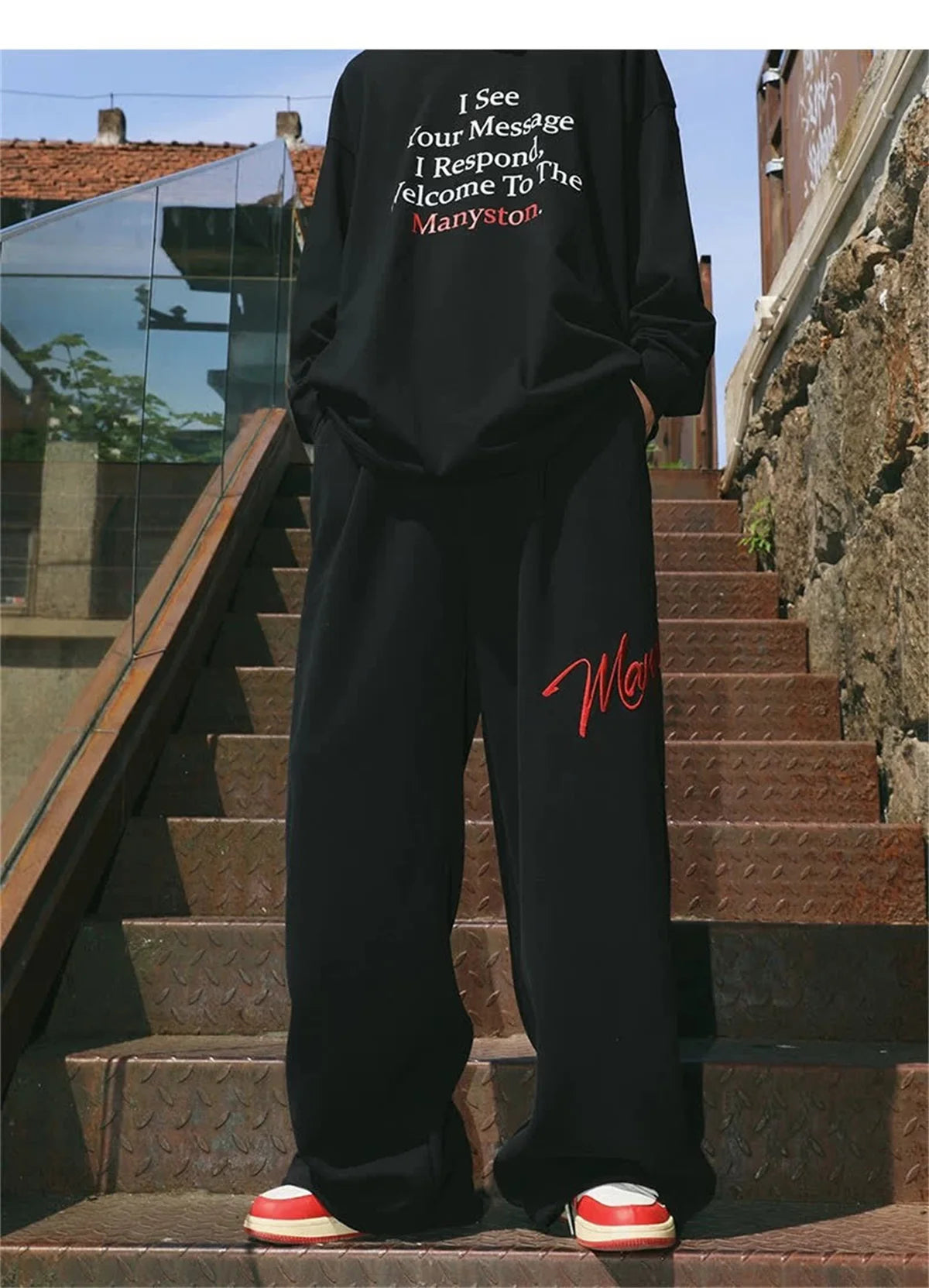 Embroidery Letter Fashion Pant Women High Elastic Waist Drawstring Straight Trouser Lady Y2K Hip Hop American Street Sweatpaants