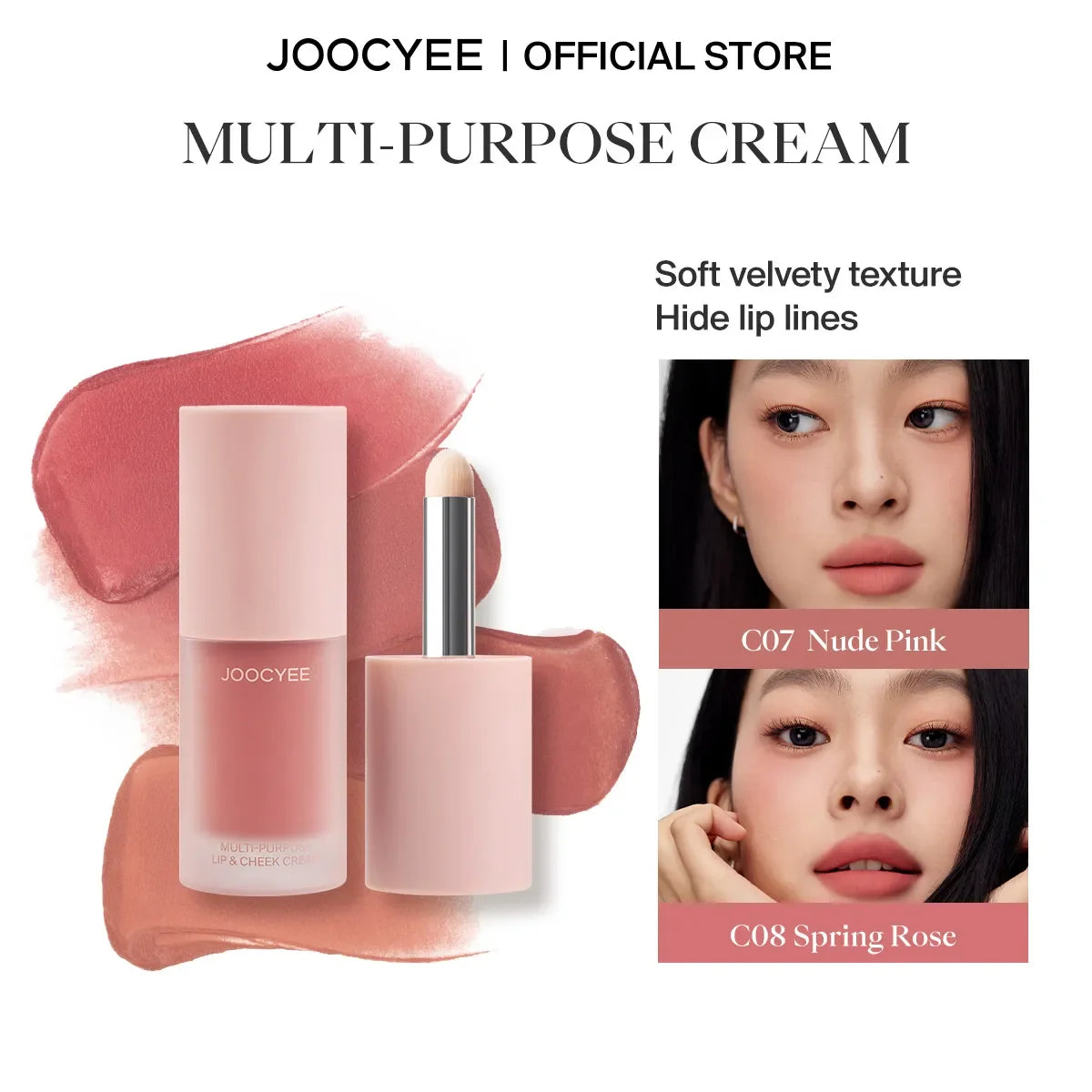 JOOCYEE Multi-Use Makeup Cream Blush Stick, 3-in-1 Buildable Blush Stick for Cheeks, Eyes, and Lips, Hydrating formula, All day