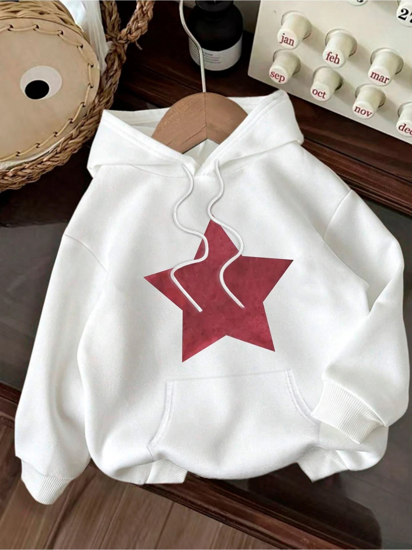 Retro Five Pointed Star Pattern Print 2025 Autumn winter Women's Hoodie Round Neck Long Sleeved Casual Women's Clothing