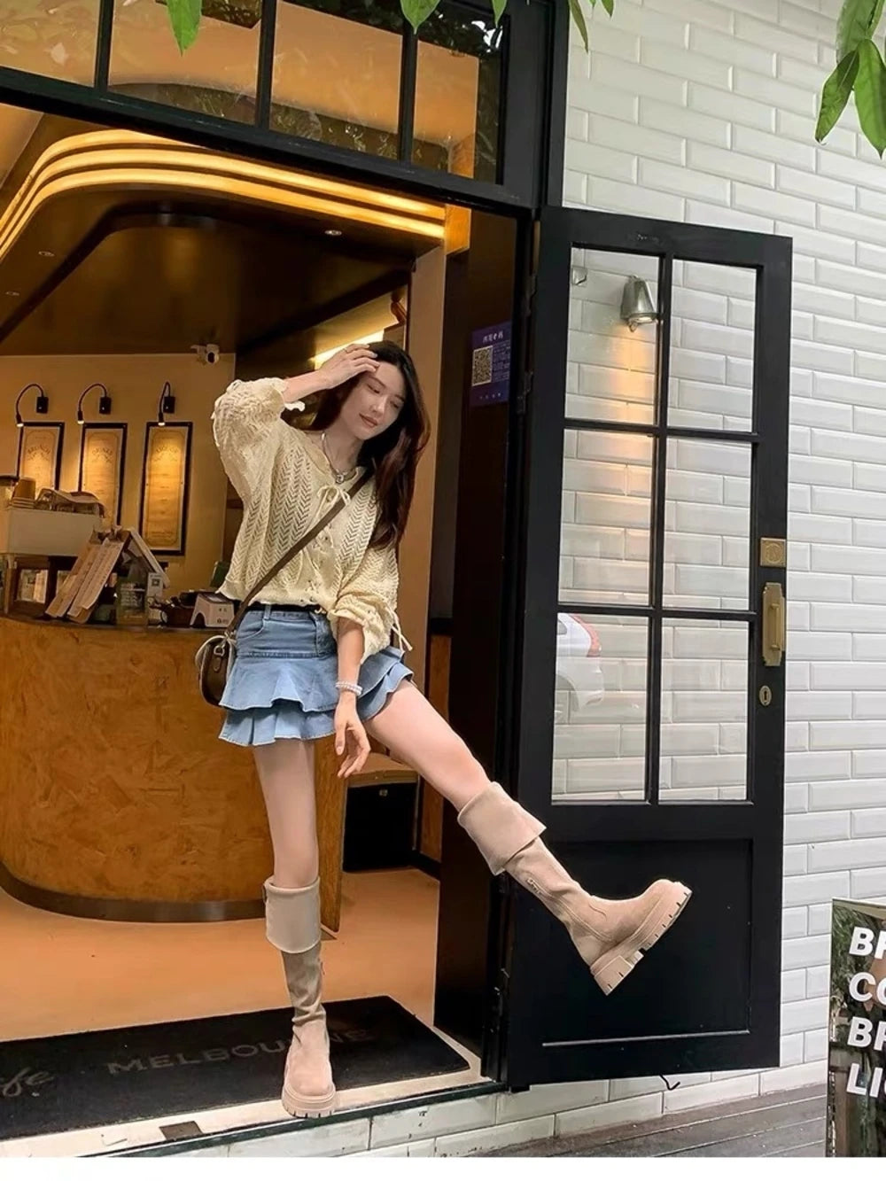 2025 Women's Wide Calf Over The Knee Boots Stretch Riding Boots Flat Foldable Two-Way Wear Suede Long Boots for Thick Thighs