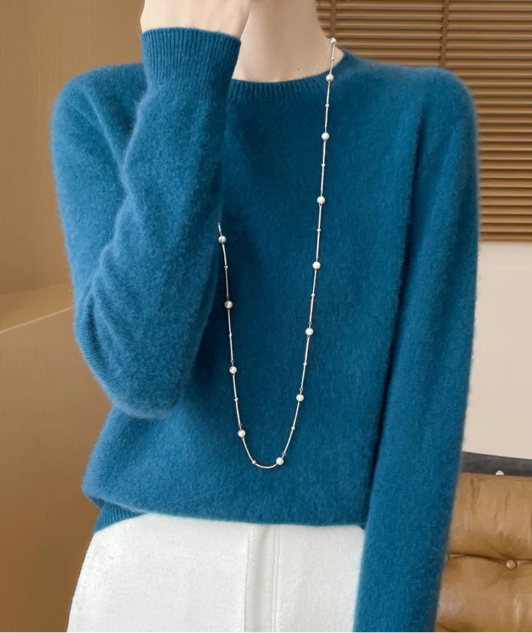 Autumn Winter Women 100% Merino Wool Sweater O-Neck Cashmere Pullover Basic Fashion Clothing Comfort Warm Top Casual Solid