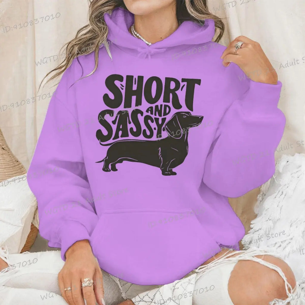 Dachshund Short and Sassy Print Women Hoody Harajuku Dog Mama Fashion Long Sleeve Hooded Spring Animal Dachshund Lover Hoodies