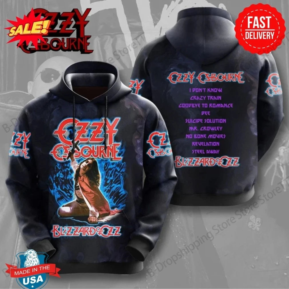 Vintage Ozzy Osbourne Band 3D Print Hoodie Men Women Fashion Casual Hoodies Sweatshirt Rock Breathable Tracksuits Men's Clothing