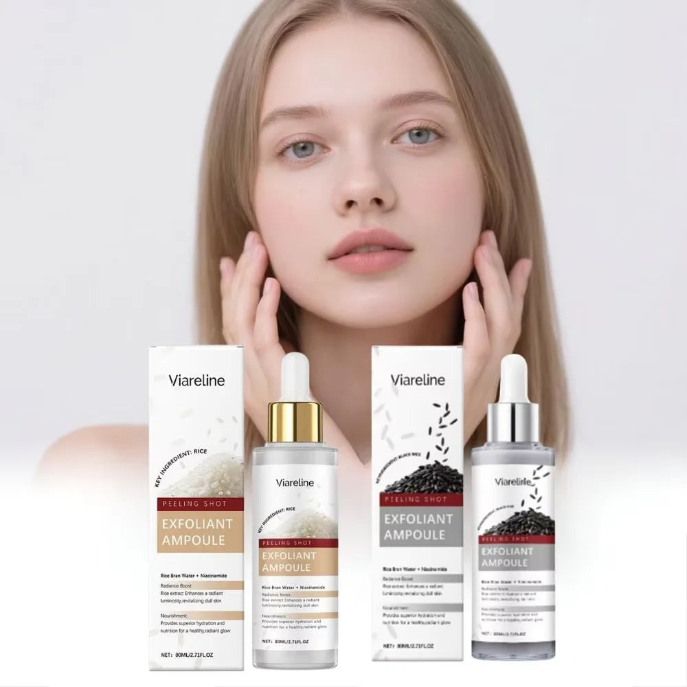 VIARELINE White Black Rice Exfoliating Serum Remove Blackheads Cleansing Pores Oil-control Nourish Improve Skin Barrier 80ml