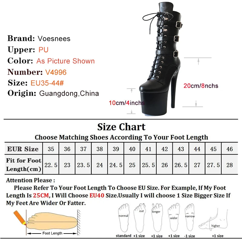 ANKLE Boots Autumn Winter Platform Boots For Women Sexy Round Toe Belt Buck Pole Dance High Heels Pumps Fashion Lace-Up Shoes