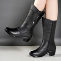 New Winter Elegant Fashion Chunky Mid-calf Boots Round Head Sexy Comfortable Side Zipper Fashion Women's Knight Boots