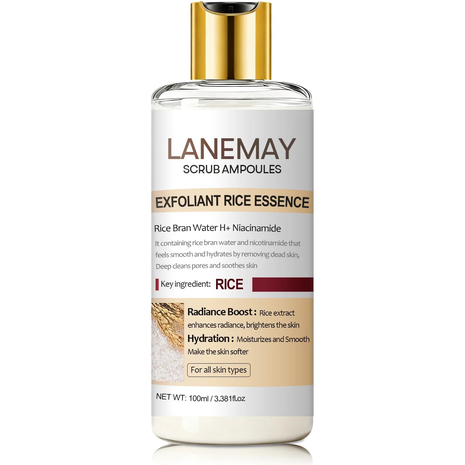 Rice extract exfoliating essence, removes skin waste, makes the skin smoother and brighter