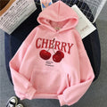 Girls 2000s Cherry Love Long Sleeve Pocket Hoodies Funny Gothic Sweatshirt  Women's Print Casual Hoody Streetwear Y2k Clothes