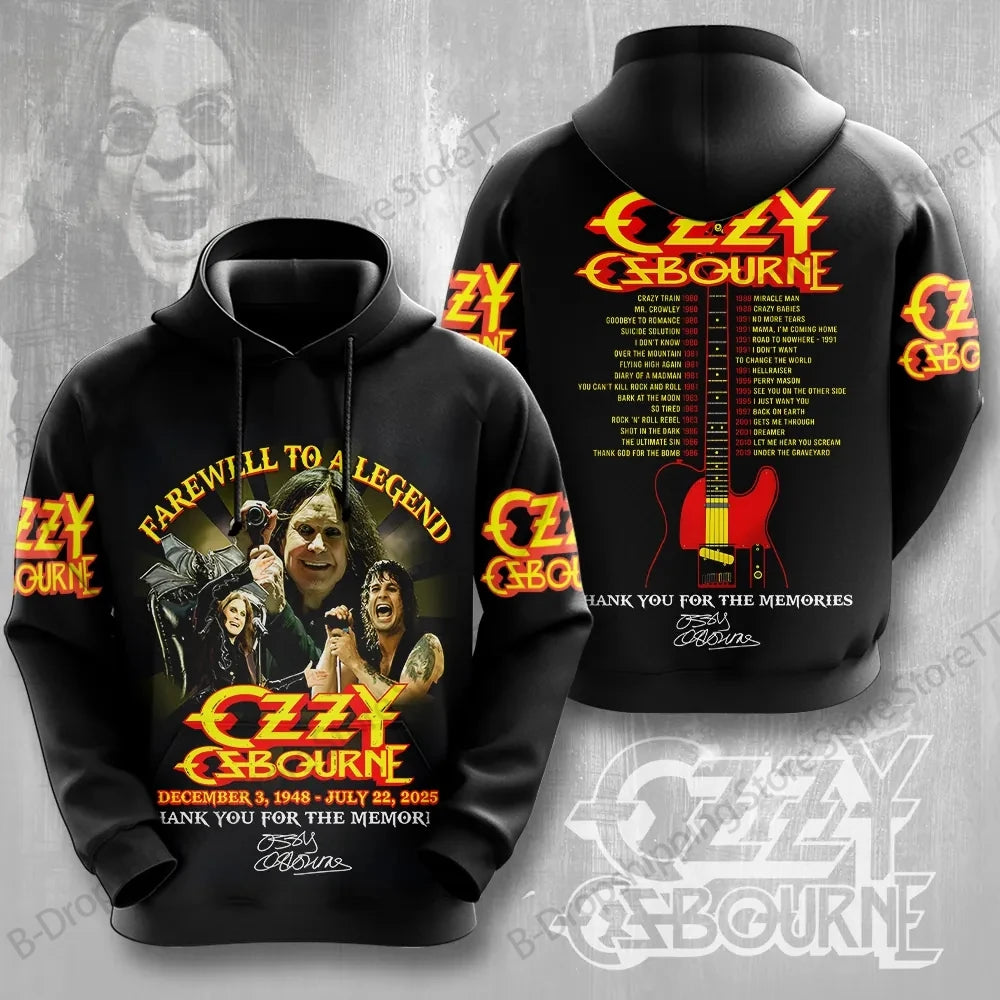 Vintage Ozzy Osbourne Band 3D Print Hoodie Men Women Fashion Casual Hoodies Sweatshirt Rock Breathable Tracksuits Men's Clothing