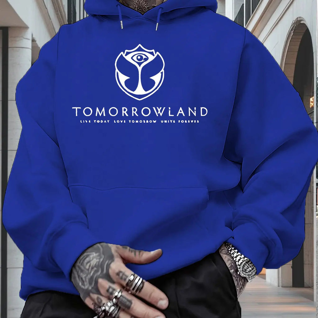 Men'S Hoodie with "TOMORROWLAND" Graphic - Casual Pullover Sweatshirt Long Sleeve Regular Fit Fall/Winter Casual Wear Hoodie